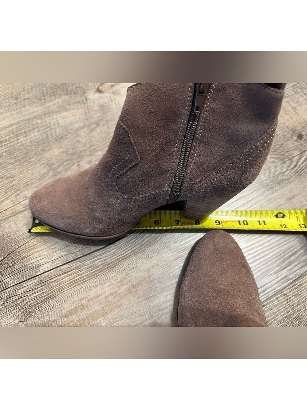 STEVE MADDEN Tan Fringed heeled ankle booties suede leather western size 7.5 - Picture 10 of 16